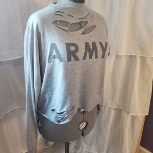 Distressed Army Crop Top